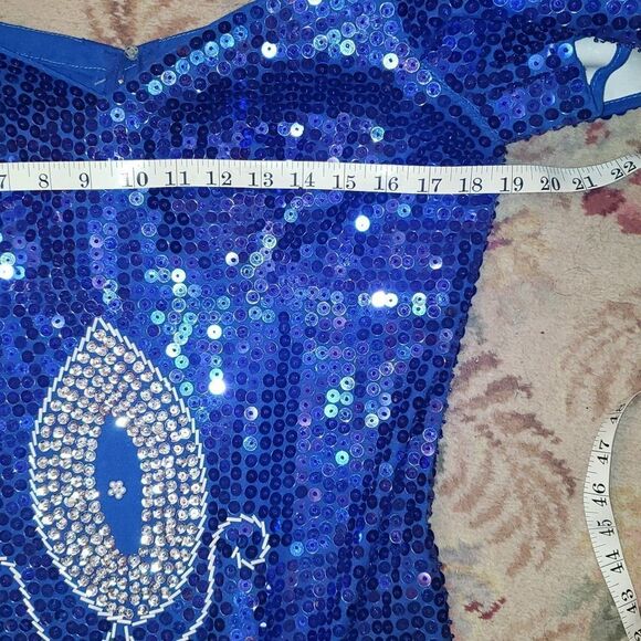 Gorgeous Handcrafted Royal Blue Sequin Maxi Dress - Picture 7 of 7